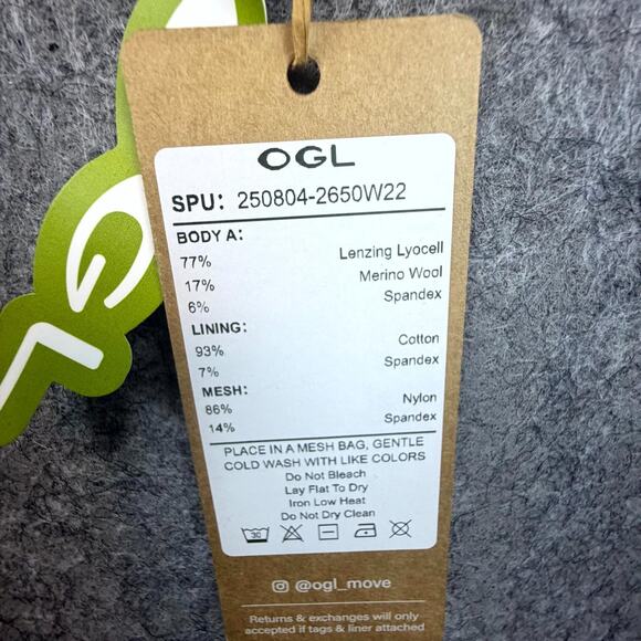 OGL Move Brami Top Womens 2XL Heather Tan Lyocell Wool Banded Hem Built in Bra - Picture 6 of 7